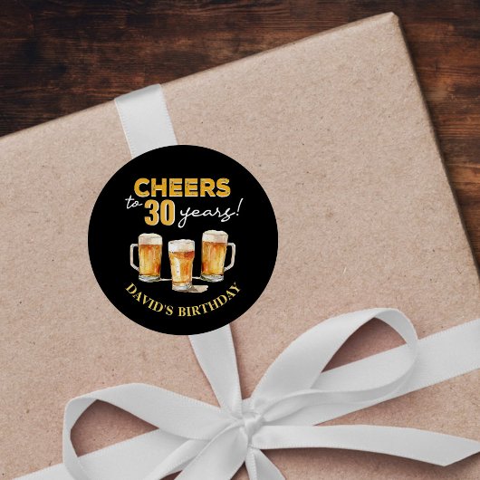 Sticker Rond Cheers & Beers Mens Funny 30e anniversaire
