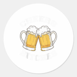 Sticker Rond Cheers Es Funny Bière Boire Lover _1