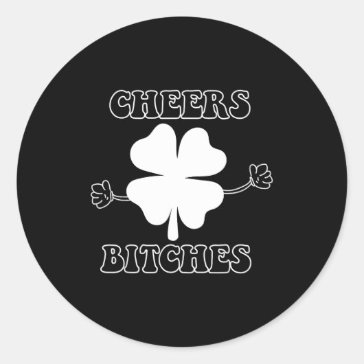 Sticker Rond Cheers Es Lucky Clover Saint Patrick's Day Iri-shi (Devant)