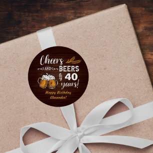 Sticker Rond Cheers et bières 40e anniversaire Rustique