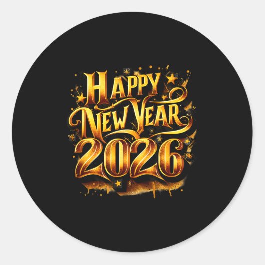 Sticker Rond Cheers To 2026 Happy New Year Party  (Devant)