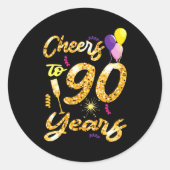 Sticker Rond Cheers To 90 Years 1931 90th Birthday Celebration (Devant)