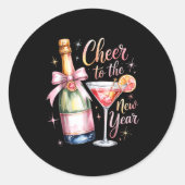 Sticker Rond Cheers To The New Year 2026 Champagne New Years Ev (Devant)