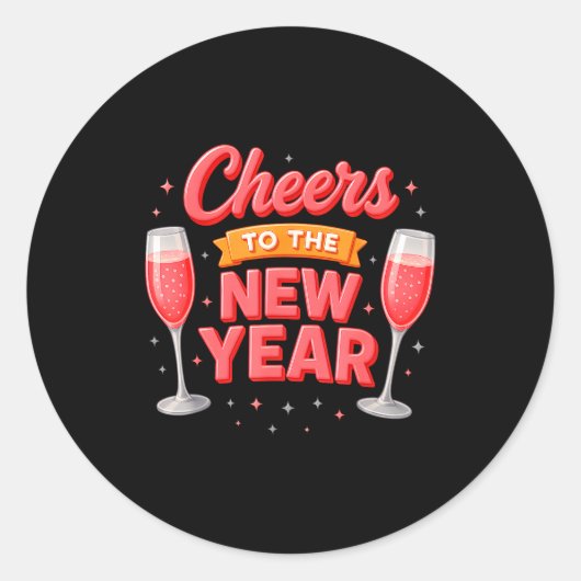 Sticker Rond Cheers To The New Year 2026 Champagne New Years Ev (Devant)