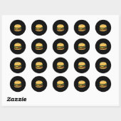 Sticker Rond Cheeseburger Emoticon Hamburger Fromer Bbq (Feuille)