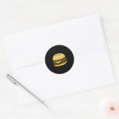 Sticker Rond Cheeseburger Emoticon Hamburger Fromer Bbq (Enveloppe)