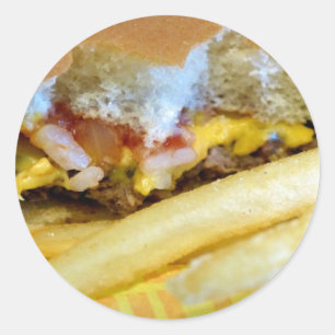 Sticker Rond Cheeseburger et Fries