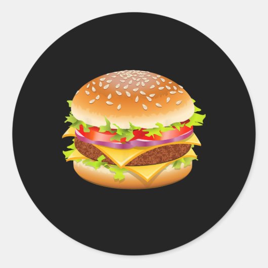 Sticker Rond Cheeseburger Hamburger Burger Drôle Nourriture Hal (Devant)