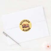 Sticker Rond Cheeseburger Hamburger Sliders Bar Food (Enveloppe)