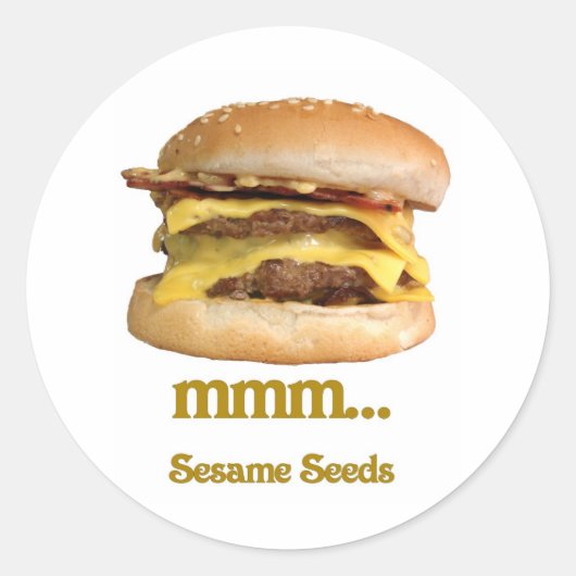 Sticker Rond cheeseburger - mmm...graines de sésame (Devant)