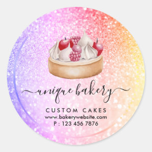 Sticker Rond Cheesecake aux baies scintillantes rose violet crè