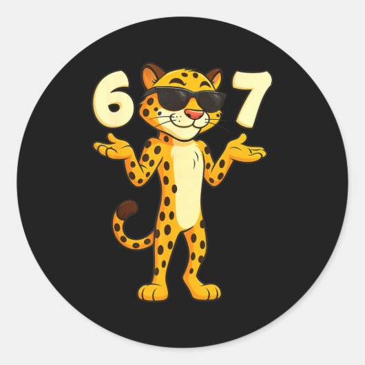 Sticker Rond Cheetah 67 Meme Funny Kids Teens Gen Alpha Slang 6 (Devant)