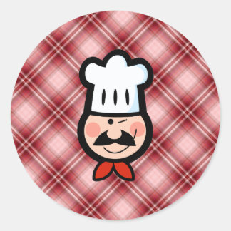 Sticker Rond Chef à plaid rouge