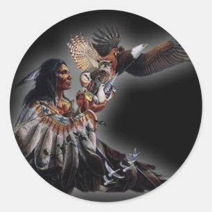 Sticker Rond Chef amérindien