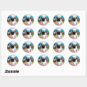 Sticker Rond Chef chien carlin (Feuille)