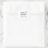 Sticker Rond Chef cuisinier ajouter nom texte hommes cuisine bo (Sac)