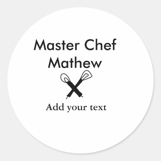 Sticker Rond Chef cuisinier cuisinier cuisinier ajouter nom de (Devant)