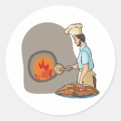Sticker Rond Chef de four à pizza au bois (Devant)