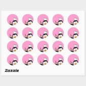 Sticker Rond Chef de pingouin de cupcake d'anniversaire (Feuille)