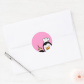 Sticker Rond Chef de pingouin de cupcake d'anniversaire (Enveloppe)