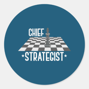 Sticker Rond Chef des échecs stratégiques J'Ai Toujours Gagné