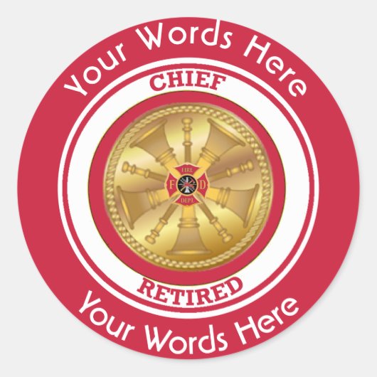Sticker Rond Chef d'incendie retraité (Devant)