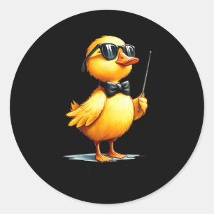 Sticker Rond Chef d'orchestre, citation Funny Duck