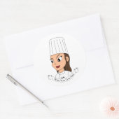 Sticker Rond Chef fille personnalisée (Enveloppe)