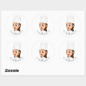 Sticker Rond Chef fille personnalisée (Feuille)