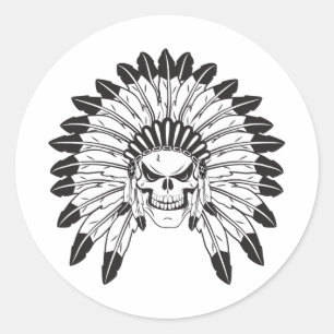 Sticker Rond Chef indien du crâne