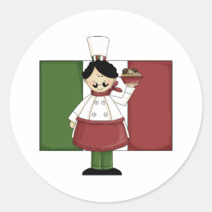 Sticker Rond Chef Italien - Personnalisable