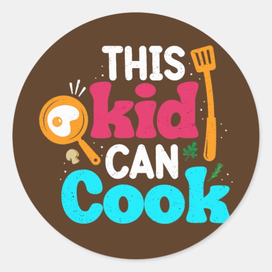 Sticker Rond Chef Kid Can Cook Cuisine Amateurs Futur Chef (Devant)