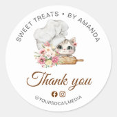 Sticker Rond Chef Kitten Bakery Thank you (Devant)