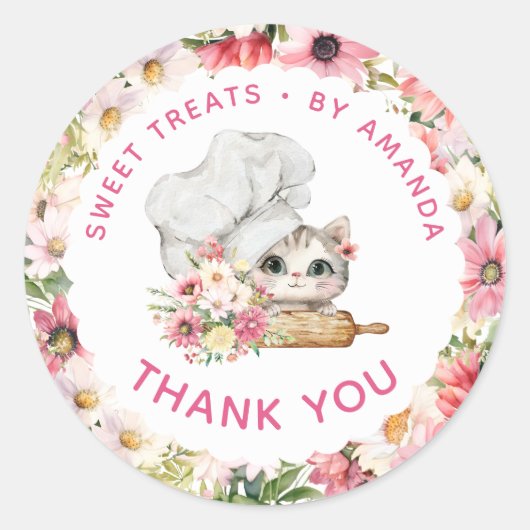Sticker Rond Chef Kitten Bakery Thank you (Devant)