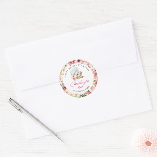 Sticker Rond Chef Kitten Bakery Thank you (Enveloppe)