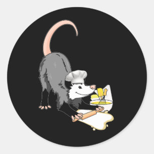 Sticker Rond Chef Opossum Possum Dans Un Chefs Casquette Master
