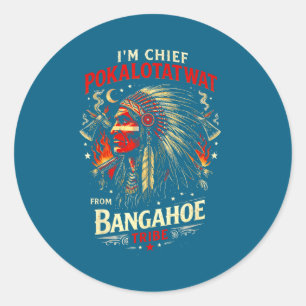 Sticker Rond Chef pokalotatwat de la tribu indigène autochtone