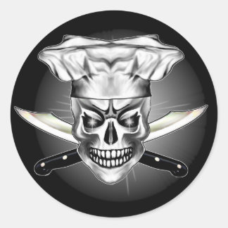 Sticker Rond Chef Skull 3.1