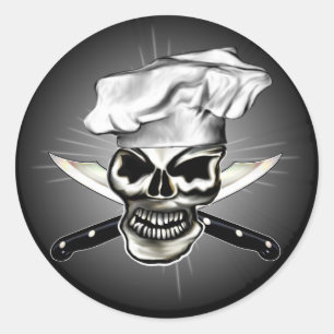 Sticker Rond Chef Skull 8