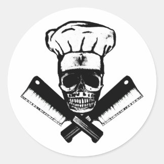 Sticker Rond Chef Skull (B&W)