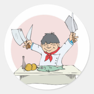 Sticker Rond chef sushi