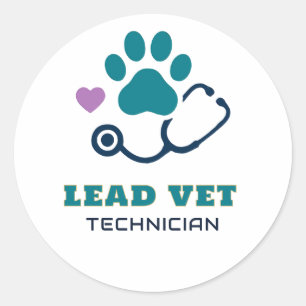 Sticker Rond 🩺 Chef technicien vétérinaire Équipe de la cliniq