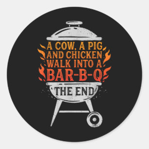 Sticker Rond Chef Une Vache Un Cochon Et Un Poulet Marcher Dans