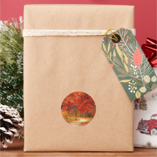 Sticker Rond Chemin dans la forêt, automne,