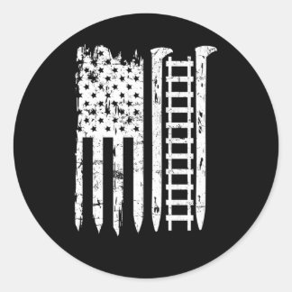 Sticker Rond Chemin De Fer Spike Train Drapeau Américain Pour L