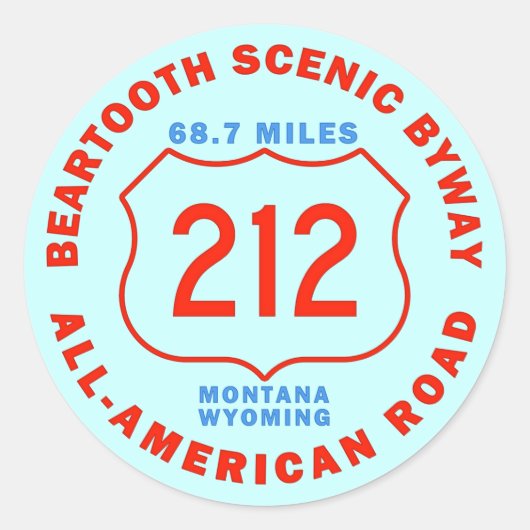 Sticker Rond Chemin détourné pittoresque de Beartooth toute la (Devant)