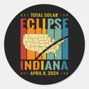 Sticker Rond Chemin vintage De Totalité Éclipse Solaire 8 Avril
