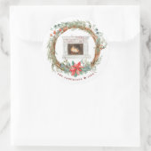 Sticker Rond Cheminée confortable Wreath hiver Joyeux Noël (Sac)