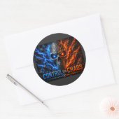 Sticker Rond Chemise 3D Crâne Feu vs Glace – (Enveloppe)