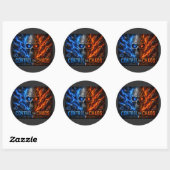 Sticker Rond Chemise 3D Crâne Feu vs Glace – (Feuille)